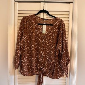 West Kei cheetah/leopard tie front blouse.